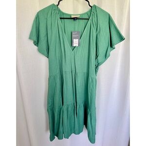 Green V-Neck Dress